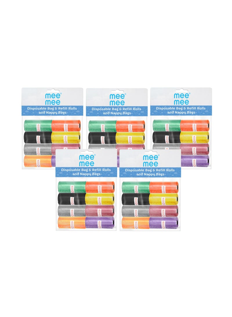 mee mee Mee Mee Bag and Refill 8 Rolls Pack of 5, 800 Bags, Baby Nappy bag  - Image 1