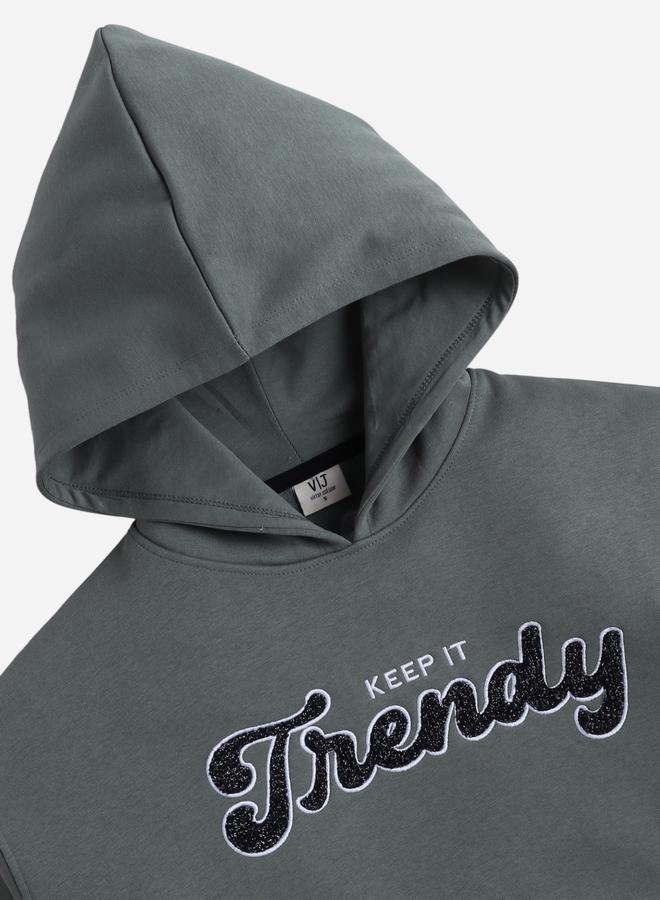 victor and jane Keep It Trendy Slogan Hoodie - 100% Cotton Fleece - Image 3