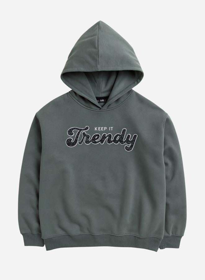 victor and jane Keep It Trendy Slogan Hoodie - 100% Cotton Fleece - Image 2