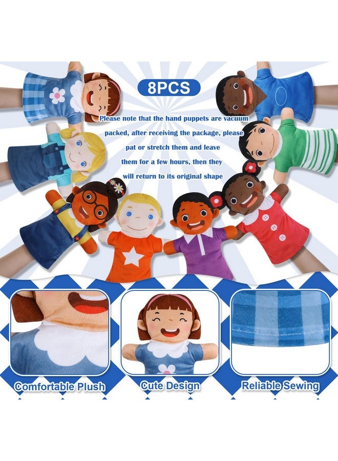 Poen مجموعة دمى يدوية من 8 قطع للأطفال - دمى يدوية متعددة الثقافات - دمى ناعمة من الفرو لتعلم الأطفال والتفاعل - مناسبة للمنزل ورياض الأطفال والمدرسة والفصول الدراسية ولعب الأدوار وعروض مسرح الفانتوسيني (ابتسامة) - Image 5
