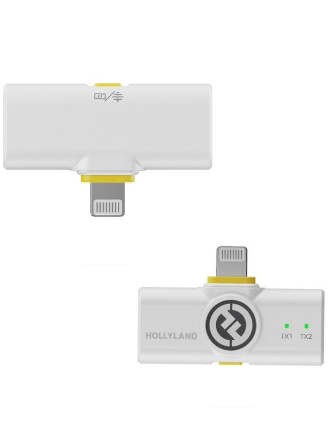 Hollyland LARK M2 DUO All-in-one Wireless Lavalier Microphone (Lightning) - IVORY WHITE  - Image 3