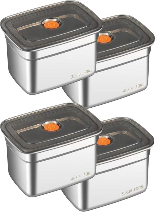 Turbid Food Storage Stainless Steel Snack Containers for Kids, Easy Open Leak Proof Metal Toddler Snack 1500 ML with Airtight Lids, SUS 316 Steel Metal Lunch Box for School, Travel(4, 1500ml) - Image 1