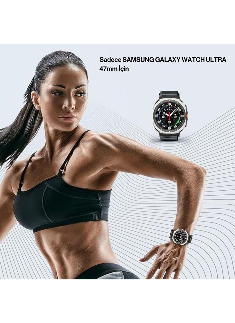 Techmaster Samsung Galaxy Watch 7 Ultra 47MM Compatible Original Pin Woven Braided Nylon Strap  - Image 5