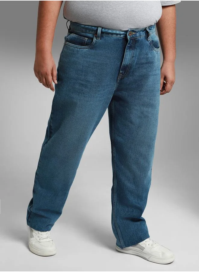 HIGH STAR Plus Mid Rise Straight Fit Jeans by Styli