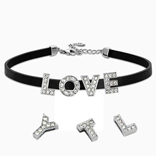 Poualss 130pcs A-Z 8mm Full Rhinestones Slide Alphabet Letters for DIY Wristbands Bracelets, Jewelry Making Crafts Charms (Silver) - Image 4