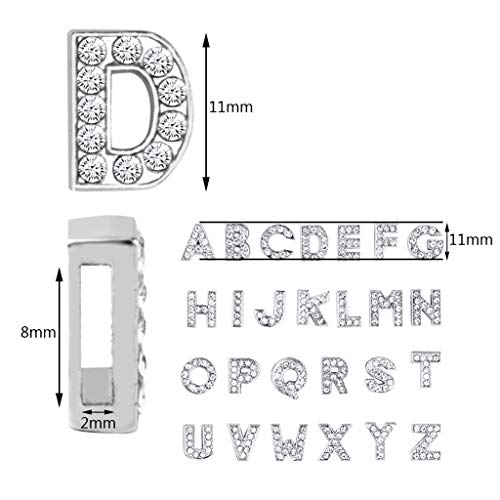 Poualss 130pcs A-Z 8mm Full Rhinestones Slide Alphabet Letters for DIY Wristbands Bracelets, Jewelry Making Crafts Charms (Silver) - Image 2
