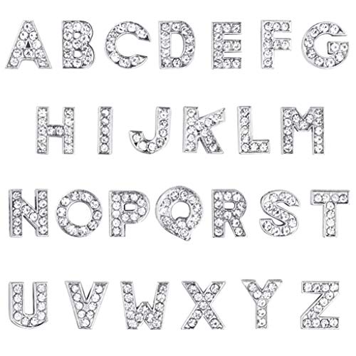 Poualss 130pcs A-Z 8mm Full Rhinestones Slide Alphabet Letters for DIY Wristbands Bracelets, Jewelry Making Crafts Charms (Silver) - Image 3