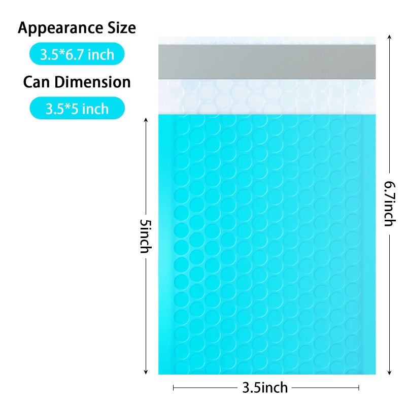 Dasen Bubble Mailers 3.5x5 Inch 50 Pcs,Small Self-Sealing Mail Shipping Bags,Teal Padded Envelopes #0000 - Image 2