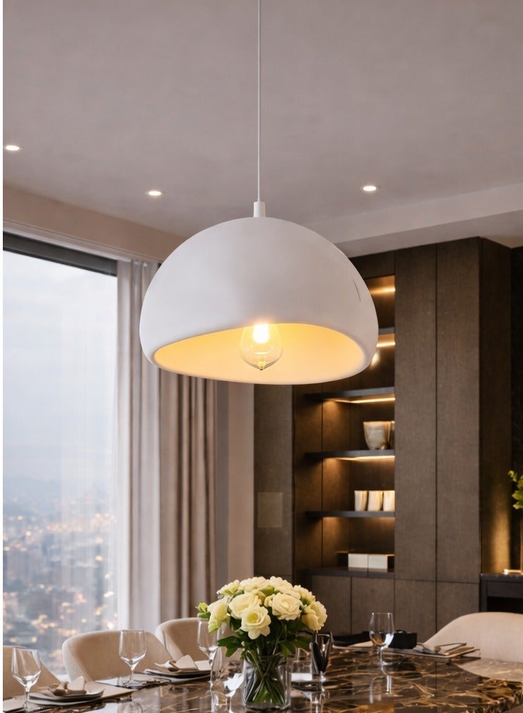 AL THURAYAT Modern White Semi-Circular Pendant Ceiling Light 30CM – Minimalist Hanging Lamp for Living Room, Kitchen & Entryway - Image 1