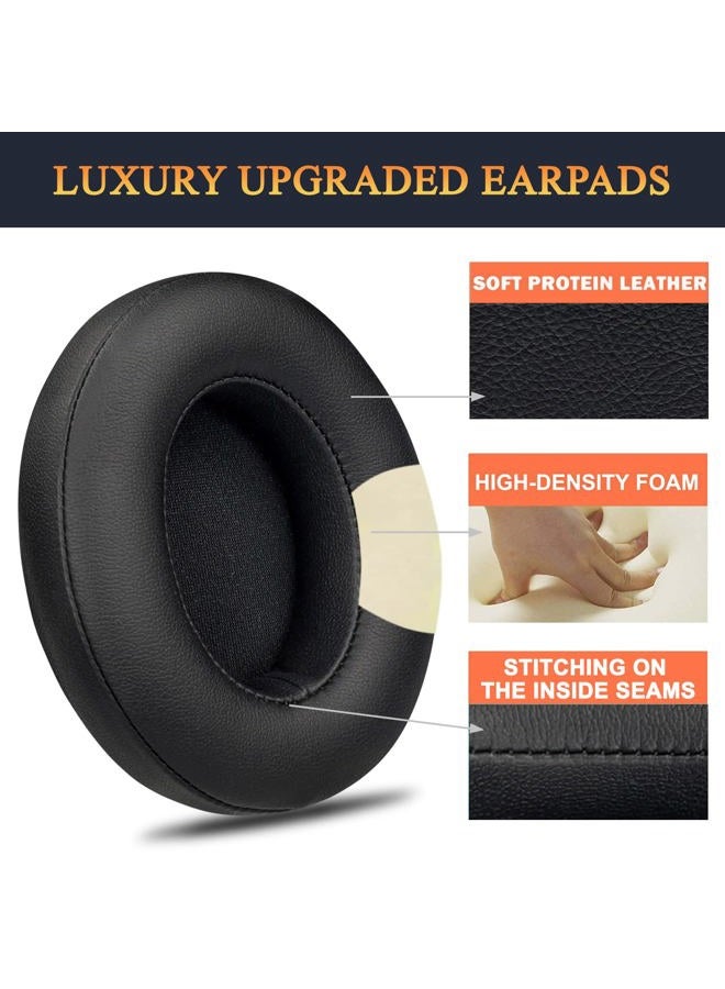 SoloWIT ® Professional Earpads Replacement Ear Pads Cushions for Beats Studio 2 & 3 (studio2 studio3) Wireless & Wired with Soft Protein Leather, Noise Isolation Memory Foam, Stronger Adhesive - Black - Image 5