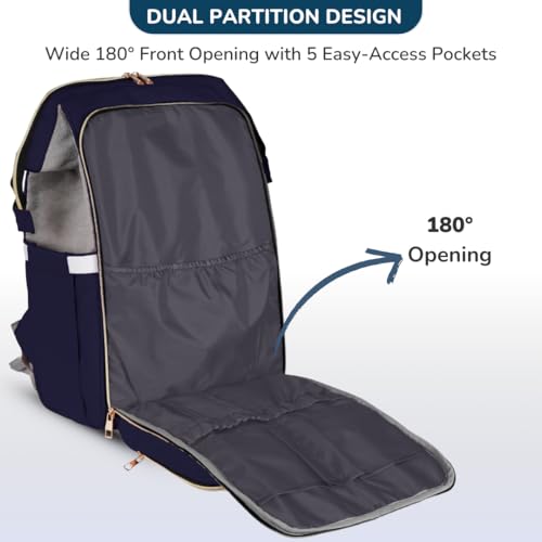 MAMMA Dual Partition Diaper Bag for Mothers for Travel, Baby Bag for Mother Travel,16 Pockets Diaper Bags for Mom and Hospital Bag for Delivery Women,Unisex Baby Diaper Bag with 9 Month Warranty - Image 2