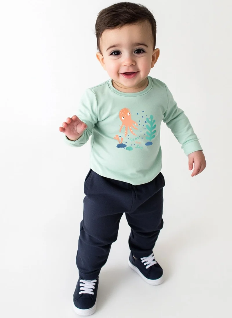 نوتيناتي Nautinati Infant Boys’ Cotton Graphic Print T-shirt and Solid Joggers