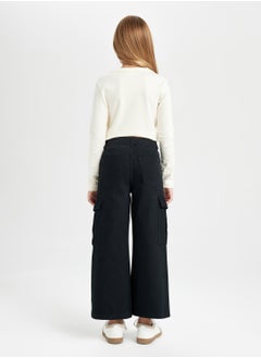 DeFacto Wide Leg Cargo Pocket Cotton Black Pants  - Image 2