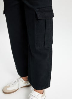 DeFacto Wide Leg Cargo Pocket Cotton Black Pants  - Image 4