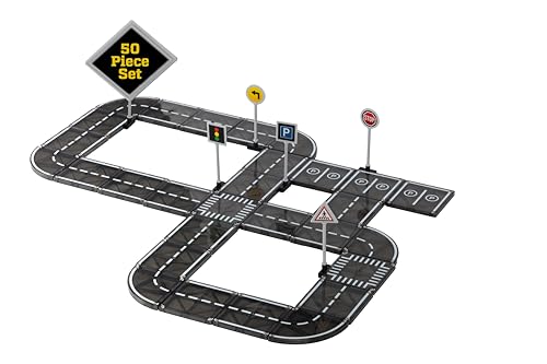 Playmags Magnetic Tiles Road Set 50 Pcs STEM Educational Construction Toy Car Track Building Blocks Magnet Toys for Toddlers Safe for Ages 3 - Image 5