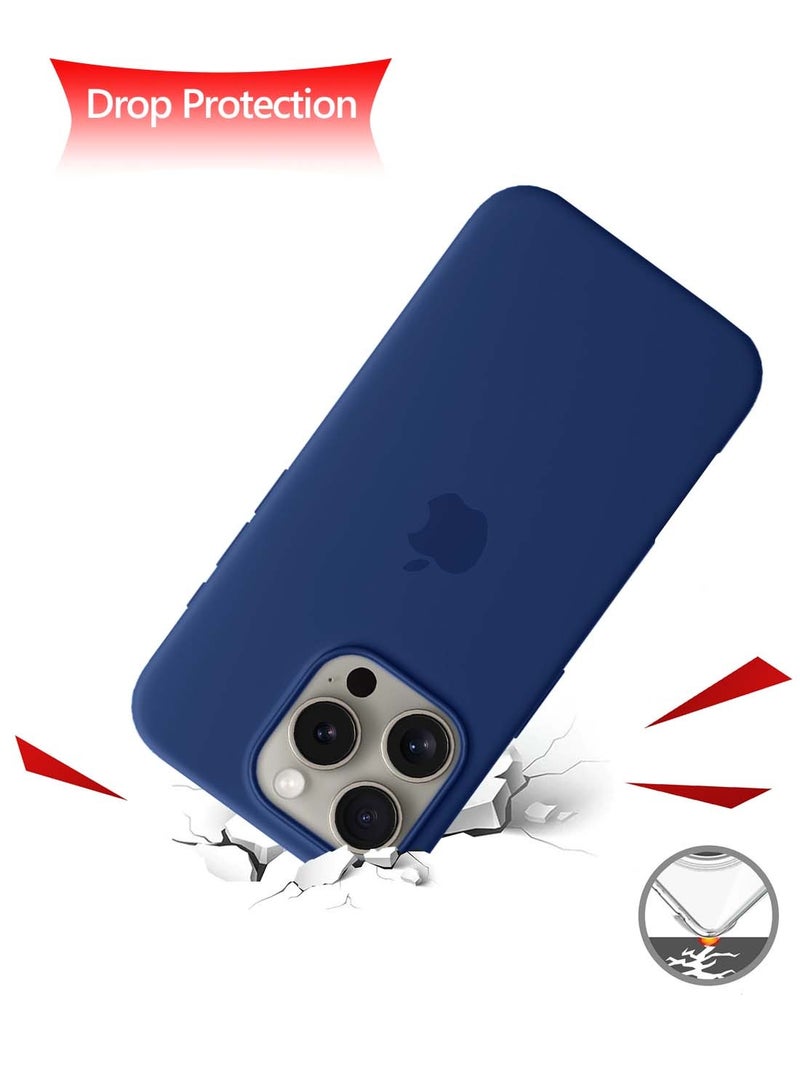 Apple iPhone 16 Pro Max 2024 Premium Soft Liquid Silicone Case Cover - Navy Blue