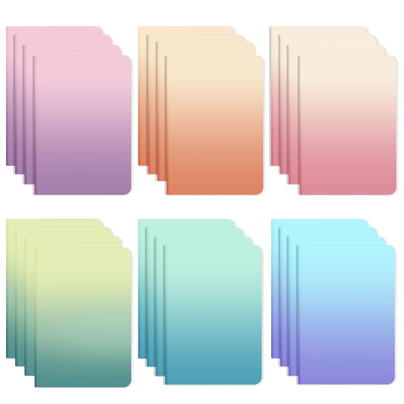 Ddaowanx Notebooks,Lined Paper Journals in Bulk, 72 Pages, 36 Sheets, 80GSM, 8.3x5.5 Inch, A5 Size, Travel Writing Notebooks for Office School Supplies (Lined-24pack, Gradient) - Image 1