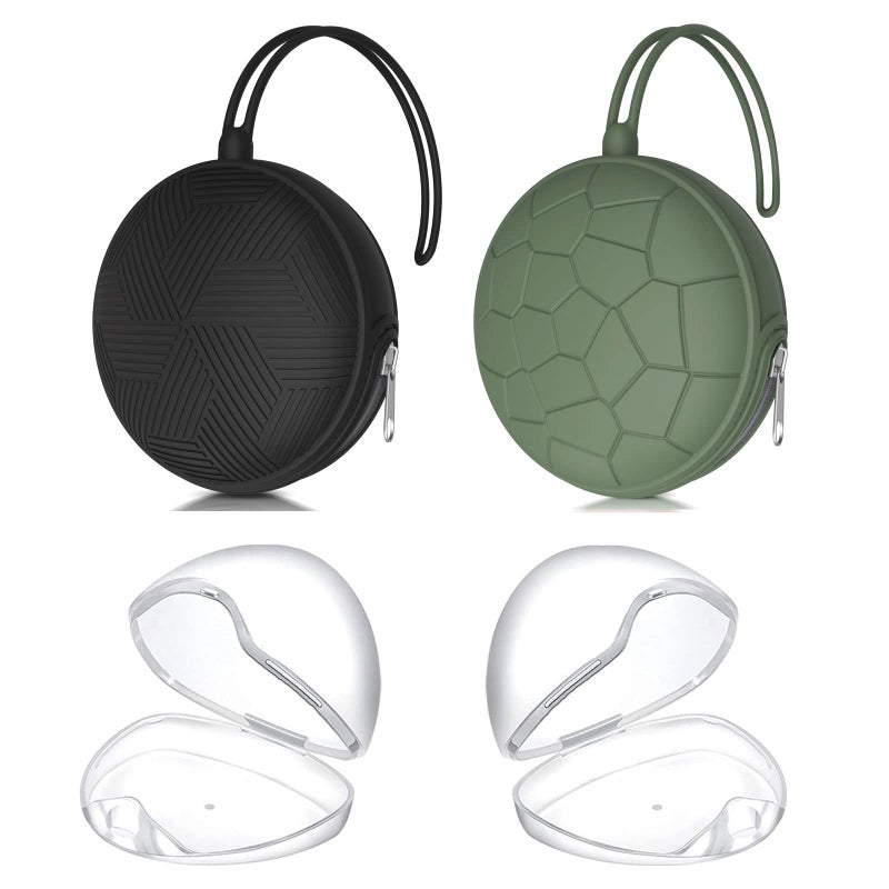 Smlpuame 4 Pack Pacifier Holder Case Set2 Silicone Portable Pacifier Cover Pouch Bag for Diaper Bags Baby Carriage with 2 Transparent Pacifier Storage Container BoxEasy to CleanGreenBlack