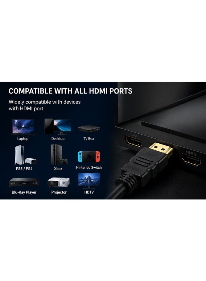 neolink كابل NEOLINK HDMI 4K بطول 2م، HDMI 2.0 عالي السرعة 18Gbps 4K@60Hz Ultra HDR كابل فيديو HDMI إلى HDMI متوافق مع MacBook Pro و Playstation PS5/5 و Switch و TV و Xbox و جهاز العرض و الكمبيوتر المحمول و الكمبيوتر الشخصي - أسود - Image 3