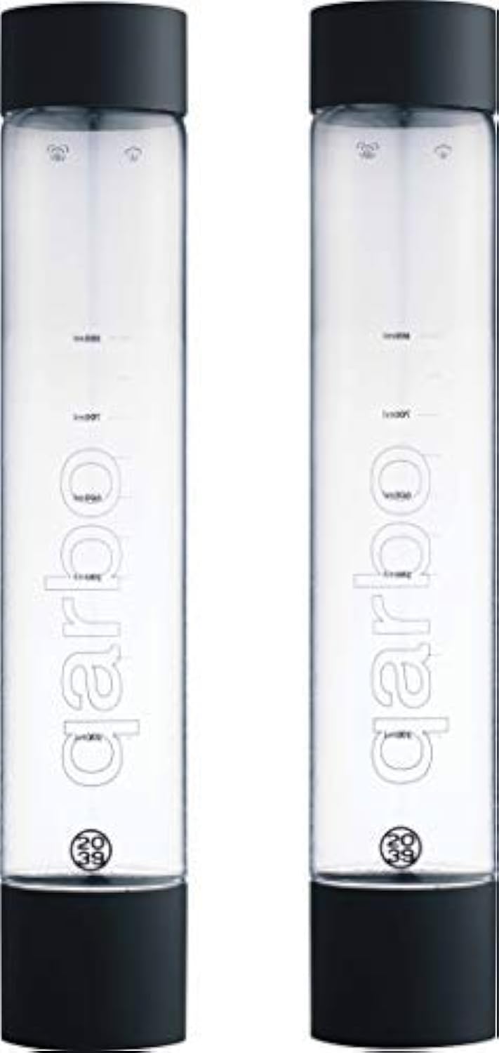 TWENTY39 Twenty39 qarbo CLASSIC 1L Water Bottles for Sparkling Water Maker and Fruit Infuser  Set of 2 Matte Black 