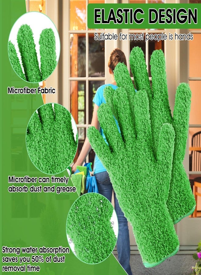 Sibba 2pcs Microfiber Dusting Mitt Gloves Auto Household Cleaning Mittens Cloth Reusable Washable Gloves for Men Women Kitchen House Blinds Plants Mirrors Lamps Car Cleaning (Dark Green) - Image 3