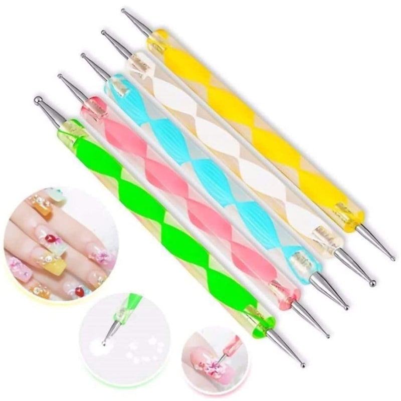 Belicia 5 pc 2 Way Dotting Pen Tool Nail Art Tip Dot Paint Manicure kit - Image 1