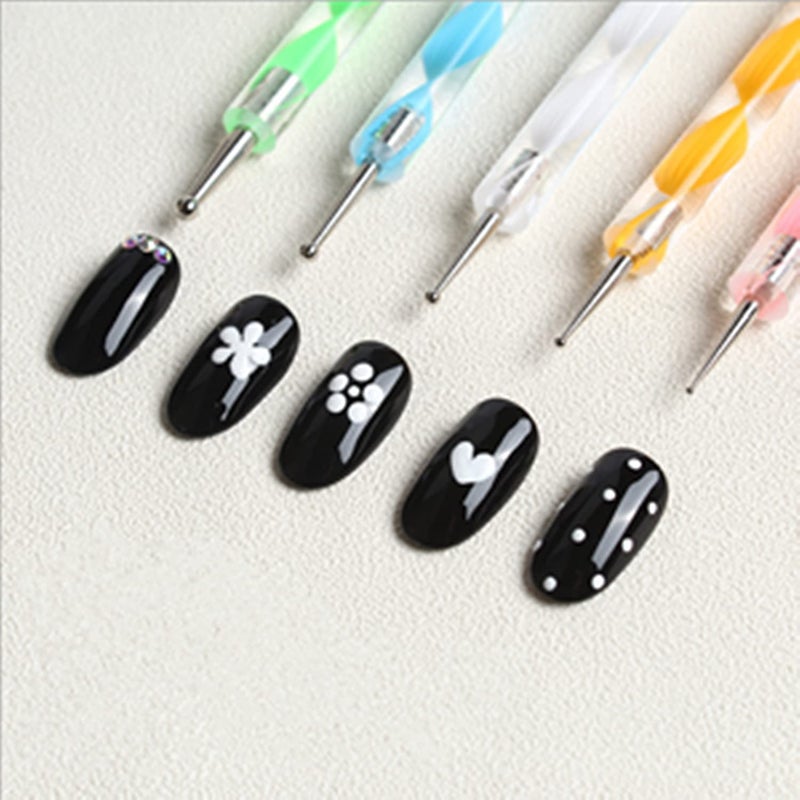 Belicia 5 pc 2 Way Dotting Pen Tool Nail Art Tip Dot Paint Manicure kit - Image 3