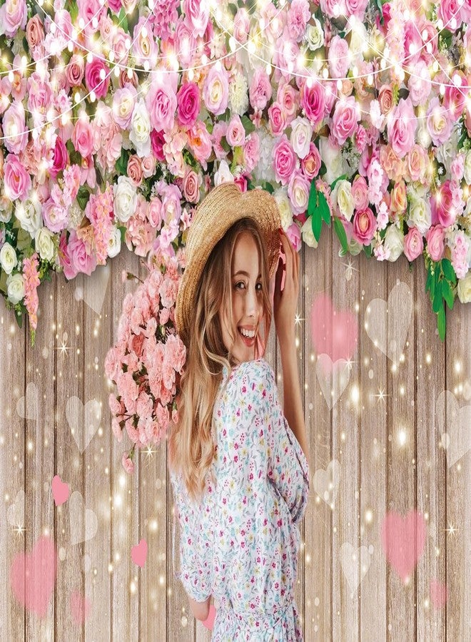 دبليو ال ان جي ار جيه خلفية على شكل قلب مزين بزهرة الورد للتصوير الفوتوغرافي، لافتة زهرية رومانسية مزينة بالورود لعيد الحب، ذكرى الزواج، عيد الأم، زينة الحفلات (7 × 5 قدم (210 × 150 سم)) - Image 2