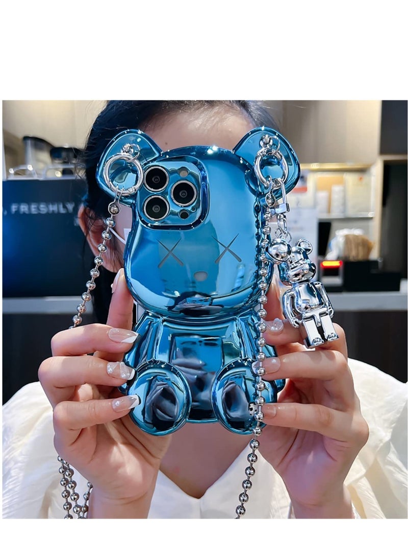 Excefore Case for iPhone 14 Pro Max, Lovely Teddy Bear Cartoon 3D Character Cover Case,TPU Protective Phone Case 6.7 Inch, Suitable for Kids Girls Women (Blue)  - Image 2