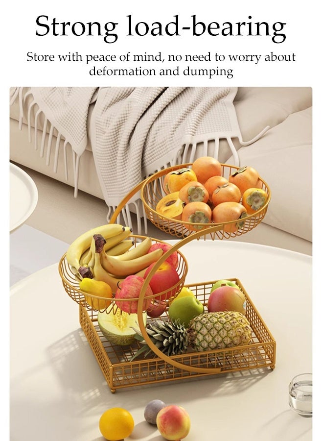 DUNISO 3 Tier Fruit Basket Stand Decorative Metal Fruit Bowl Luxury Household Serving Snack Table Plates Multiuse Metal Wire Creative Fruit Holder Storage Trays Large Capacity Multifunctional Tiered Serving Dessert Tray Set for Fruit Vegetable Storage, Snack, Nuts, Cake, Dessert - Image 3