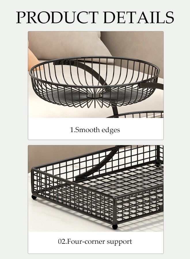 DUNISO 3 Tier Fruit Basket Stand Decorative Metal Fruit Bowl Luxury Household Serving Snack Table Plates Multiuse Metal Wire Creative Fruit Holder Storage Trays Large Capacity Multifunctional Tiered Serving Dessert Tray Set for Fruit Vegetable Storage, Snack, Nuts, Cake, Dessert - Image 5