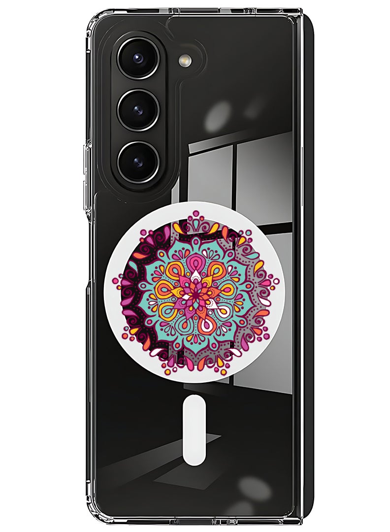 Theodor Magnetic Case for Samsung Galaxy Z Fold 5 Compatible with MagSafe Wireless Charging, Shockproof Phone Bumper Cover Mandala colourful - Image 1