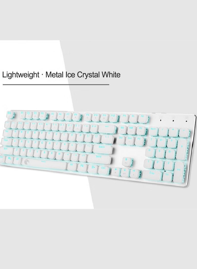 E-YOOSO 104Keys Professional Mechanical Gaming Keyboard, Wired Numeric Pad, Blue Backlit, Metal Panel, PC Gaming Accessories, White - Image 4