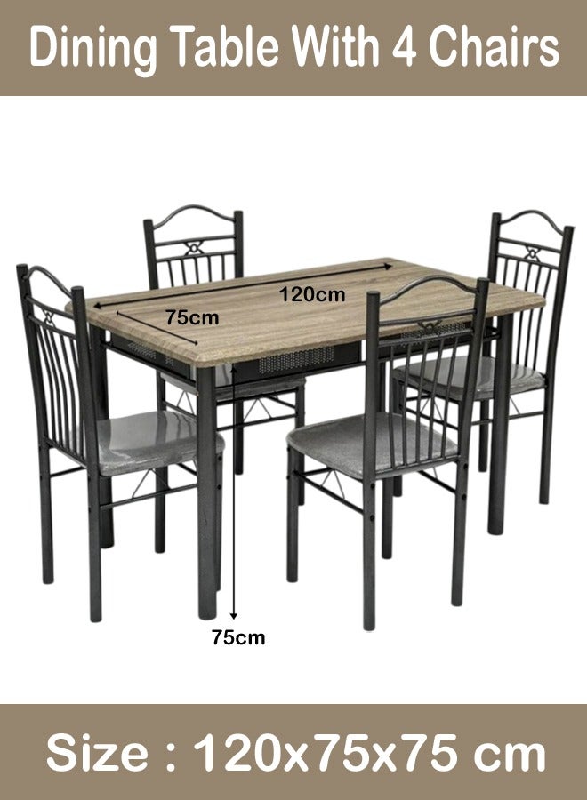Living 5-Piece Dining Set,Modern Rectangular Dining Table with 4 Elegant Chairs 120*75*75 CM - Image 2