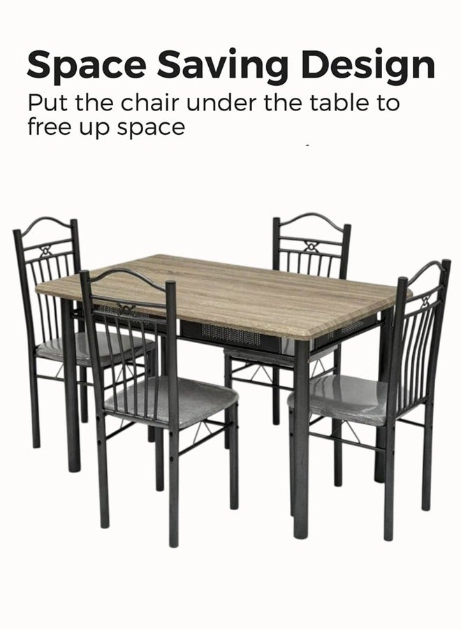 Living 5-Piece Dining Set,Modern Rectangular Dining Table with 4 Elegant Chairs 120*75*75 CM - Image 3