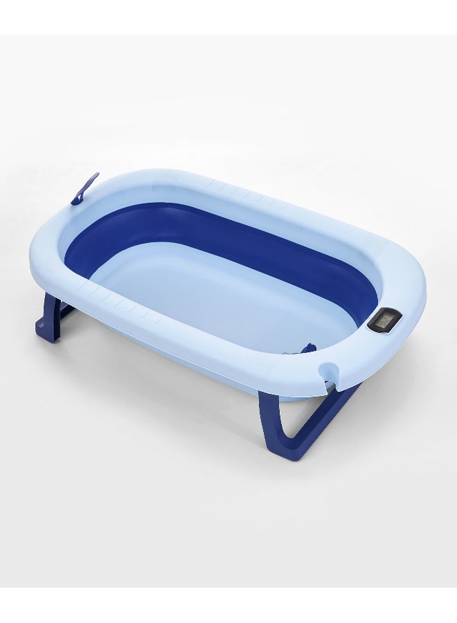 Fab N Funky Blue Baby Bath Tub with Temperature Control & Drain Plug, Sturdy, Ages 6  Months, 75.5x47x21.5 cm - Image 1