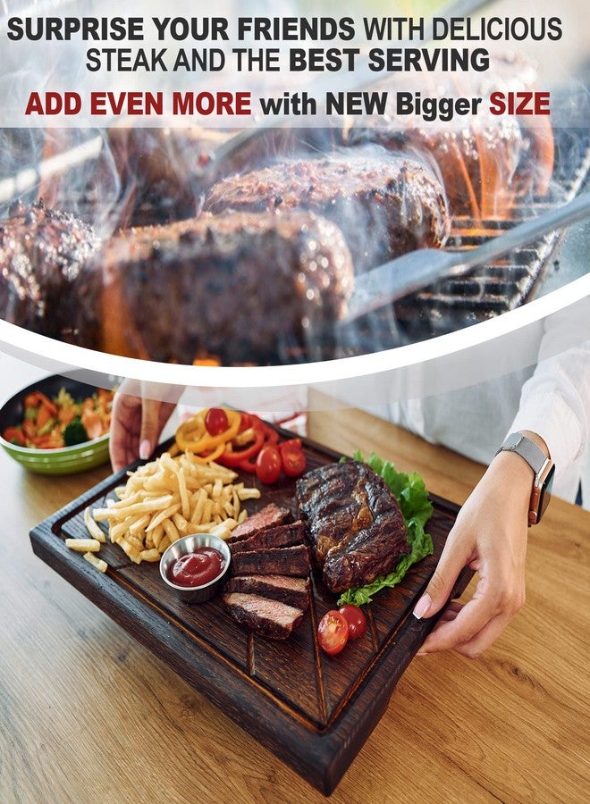 TESLYAR Wooden Steak Board Solid Oak Serving Barbecue Platter Natural Thick Cutting Plate Durable & Quality (X-Large) - Image 4