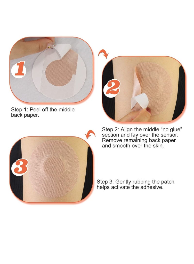 كاست ويف Freestyle Adhesive Patch, 25 PCS Good for Libre Enlite Guardian Pre-Cut Back Paper Waterproof Libre2/3 Sensor Covers Flesh Flexible CGM Patches NO Glue in The Center, Long Fixation Your - Image 4