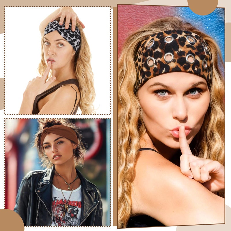 Norme 6 Pack Dual Purpose Grommet Headband with Holes for Women Y2k Hollow out Wide Hairbands with Eyelets Y2k Punk Grunge Elastic Twisted Headband with Holes for Women Stretchy Casual Hair Accessory - Image 2