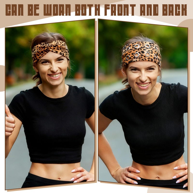 Norme 6 Pack Dual Purpose Grommet Headband with Holes for Women Y2k Hollow out Wide Hairbands with Eyelets Y2k Punk Grunge Elastic Twisted Headband with Holes for Women Stretchy Casual Hair Accessory - Image 4