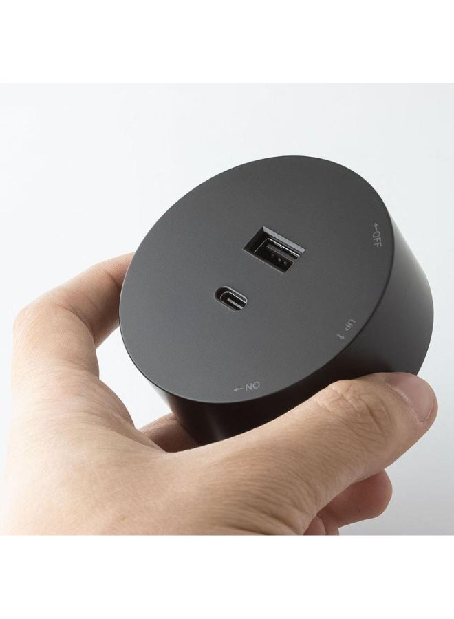 Round plug head for dual USB+TYPE-C sockets, black - Image 1