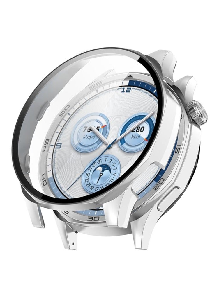 Case with Screen Protector for Huawei Watch GT4 46 mm, Bumper Full Coverage Hard PC Overall Protective Cover, Built-in Tempered Glass Film High Sensitivity For Huawei GT 4 46mm (Silver) - Image 1