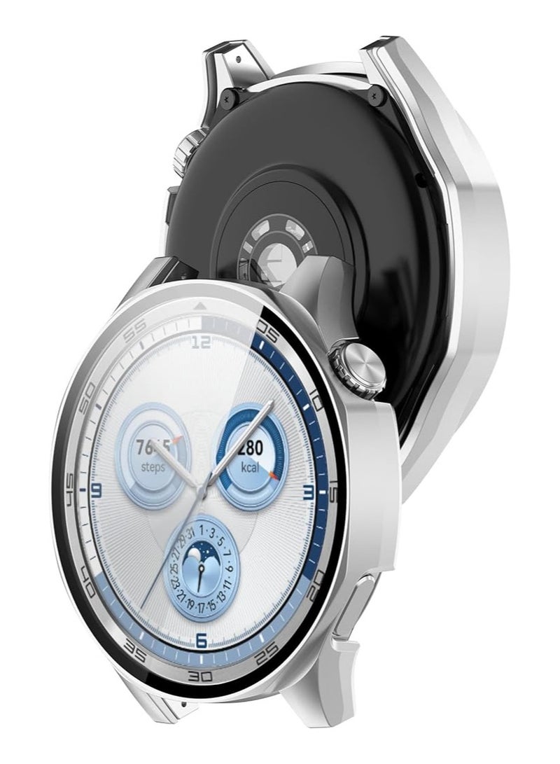 Case with Screen Protector for Huawei Watch GT4 46 mm, Bumper Full Coverage Hard PC Overall Protective Cover, Built-in Tempered Glass Film High Sensitivity For Huawei GT 4 46mm (Silver) - Image 2