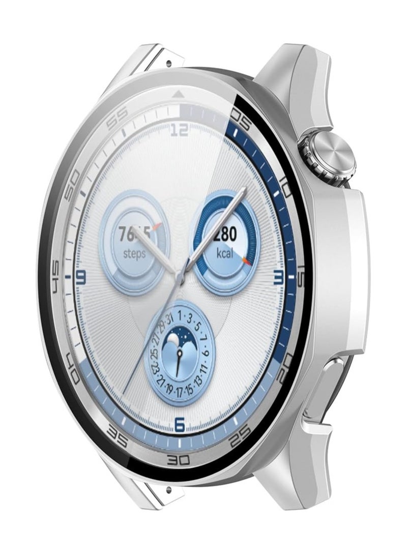 Case with Screen Protector for Huawei Watch GT4 46 mm, Bumper Full Coverage Hard PC Overall Protective Cover, Built-in Tempered Glass Film High Sensitivity For Huawei GT 4 46mm (Silver) - Image 4