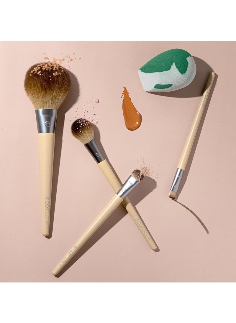 Ecotools - EcoTools Core Five Makeup Brush and Sponge Kit, For Eyeshadow, Blush, Bronzer, Eyeliner, & Foundation, Makeup Blending Sponge, Brush Essentials, 5 Piece Set - Image 1