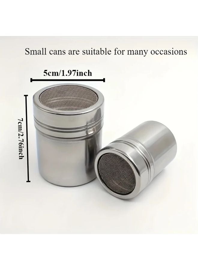 Silvery Stainless Steel Powder Sugar Shaker With Lid Fine Mesh Duster For Baking - Image 2