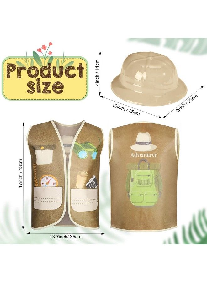 Geyoga 12 Pieces Kids Explorer Vest And 12 Pieces Party Hats Plastic Explorer Hats Kids Vest For Jungle Party Supplies Outdoor Activity Halloween Birthday Gifts - Image 4