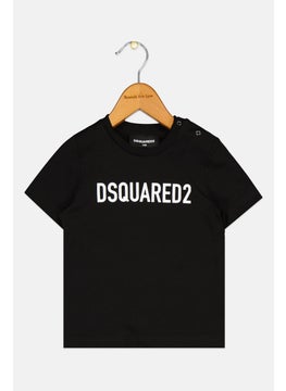 DSQUARED2 Kids Boy Crew Neck Short Sleeve Brand Logo T-Shirt, Black  - Image 1