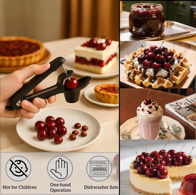 VOVEA Cherry Pitter, Heavy-Duty Stainless Steel Cherry Olive Pitter Tool, Easy Press Cherry Pit Remover for Cherry Jam Pie, Effortless to Use & Clean - Image 3