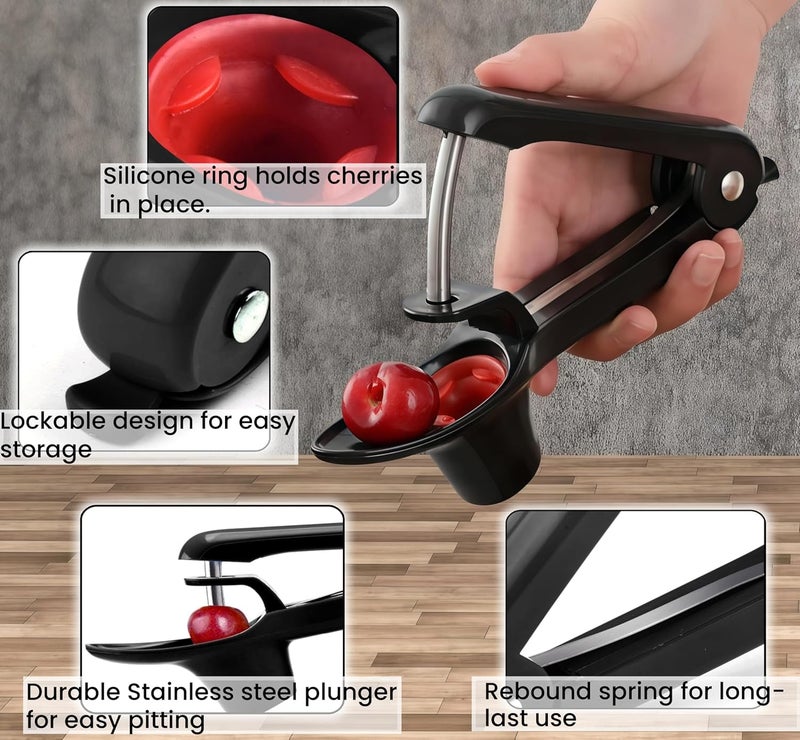 VOVEA Cherry Pitter, Heavy-Duty Stainless Steel Cherry Olive Pitter Tool, Easy Press Cherry Pit Remover for Cherry Jam Pie, Effortless to Use & Clean - Image 4